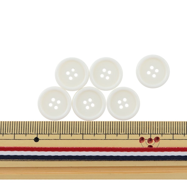 ボタン 『四つ穴ボタン 15mm 6ヶ入 PYTD10-15 オフ白』 服飾,ボタン