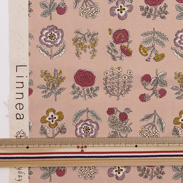 数量5から】 生地 『オックス Linnea 花柄 ピンク YKA-26000-1B