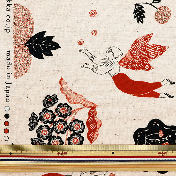 数量5から】 生地 『綿麻シーチング Sanae Sugimoto Garden キナリ