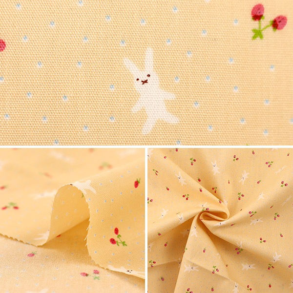 うさぎといちごパネル生地　ハンドメイド うさぎといちごパネル生地 ハンドメイド