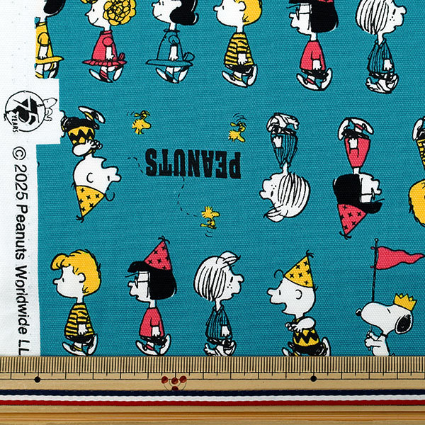 数量5から】 生地 『オックス ピーナッツ75周年 パレード グリーン