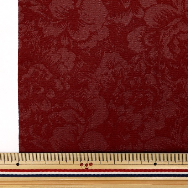 数量5から】 生地 『サテンジャガード 大花 ワイン SJ2407BB-16