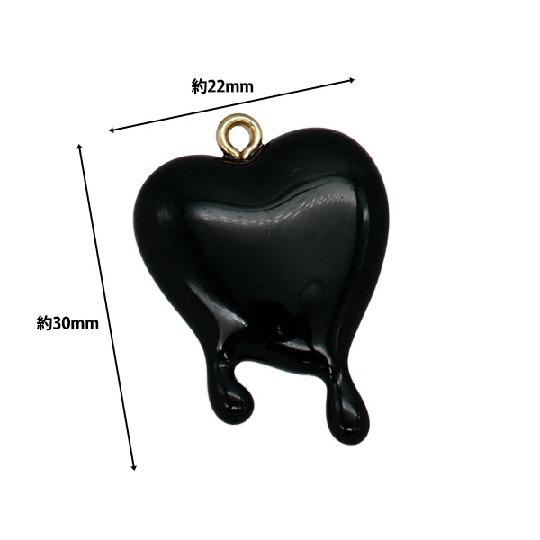 アクセサリー素材 『チャーム メルティングハート ブラック AP24036