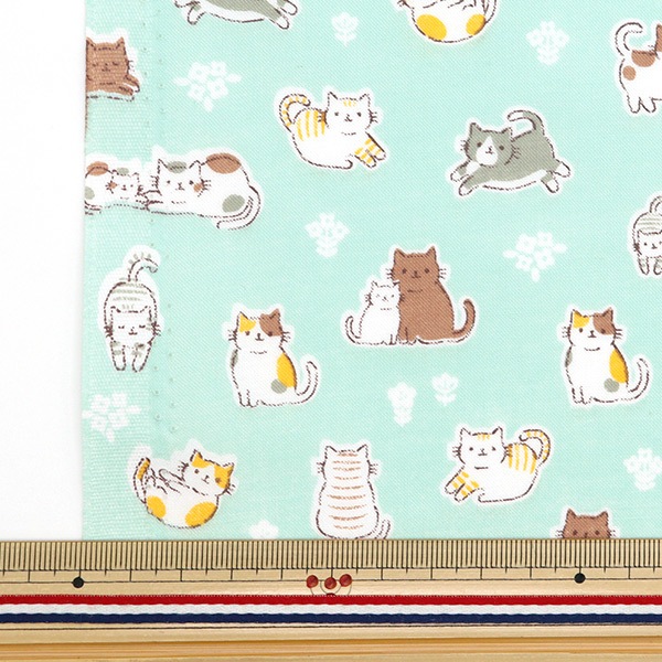 ネコ 数量5から】 生地 『スケア ねこ ブルー AP4680-1D』 生地,柄から探す