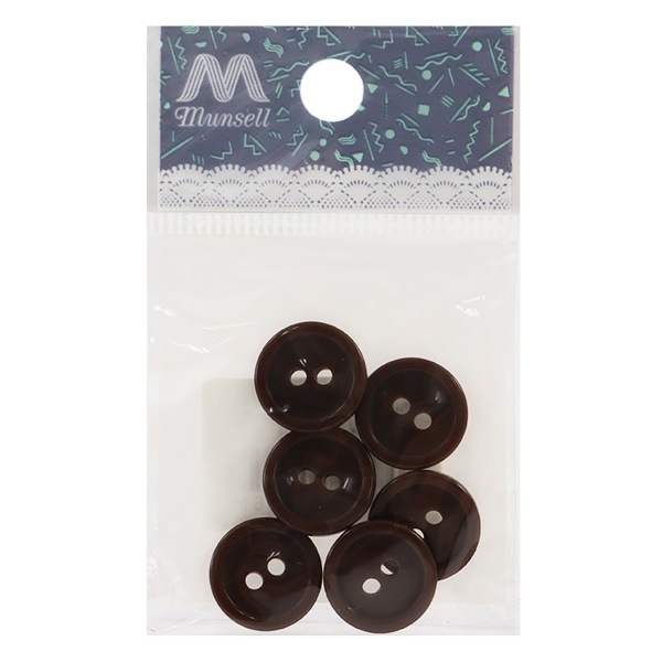 ボタン 『二つ穴ボタン 15mm 6個入り 茶 PYTD20-15』 服飾,ボタン