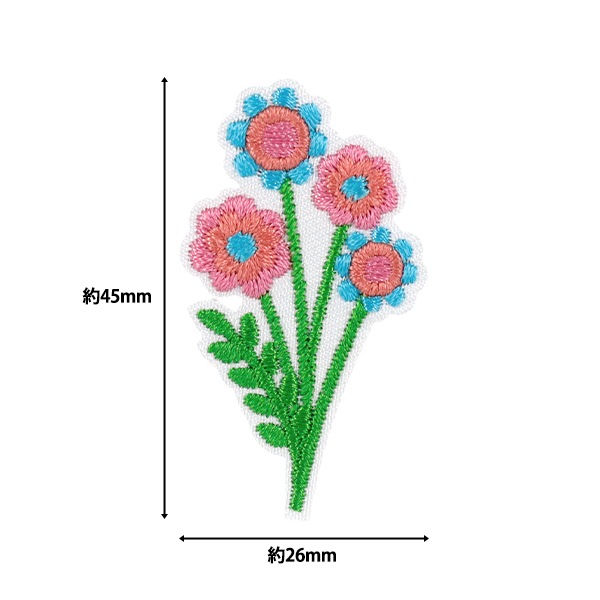 ワッペン 『刺しゅうワッペン 花 ブルー ピンク WP-044』 雑貨