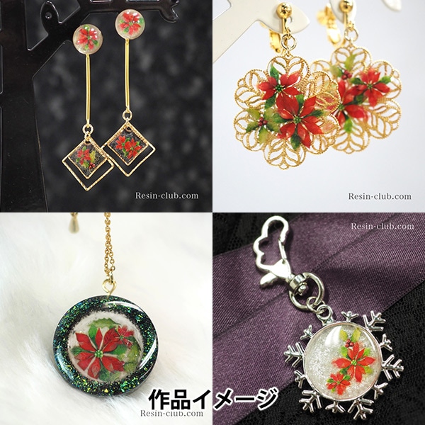 レジン材料 『ポインセチアと柊 両面 RC-POS-101』 レジンクラブ