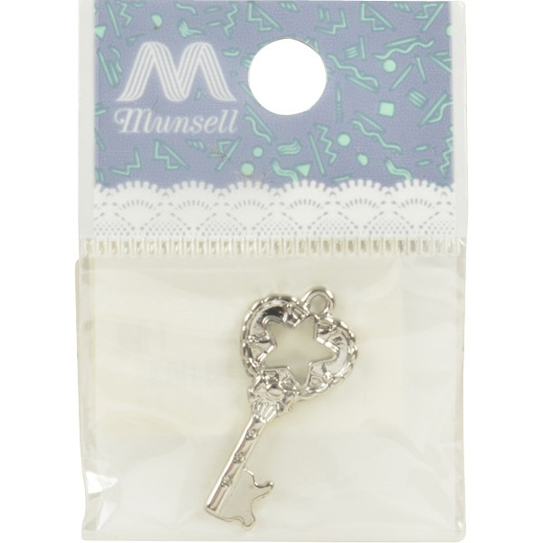 手芸金具 『チャーム 鍵 #10501 シルバー』 ビーズ,ビーズ金具