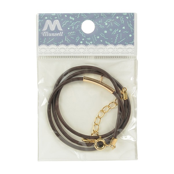 アクセサリー金具 『レザーネックレス カン付き 茶ヒモ ゴールド LN2mm