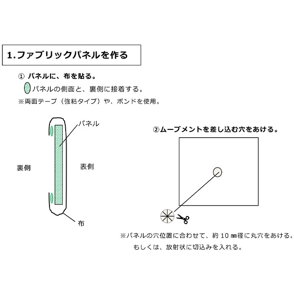 時計キット 『ファブリックパネル時計キット 20cm×20cm TOKEI-KIT20