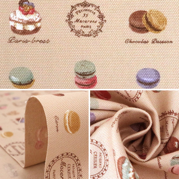 くーにゃL 数量5から】 生地 『フレンチコレクション オックス マカロン柄