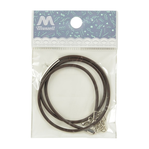 アクセサリー金具 『レザーネックレス カン付き 茶ヒモ シルバー LN2mm