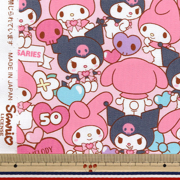 マイメロ 数量5から】 生地 『オックス マイメロディ・クロミ ピンク G-8977-1A