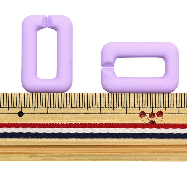 ビーズ 『アクリルパーツ チェーン四角マット ライトグレーパープル 約