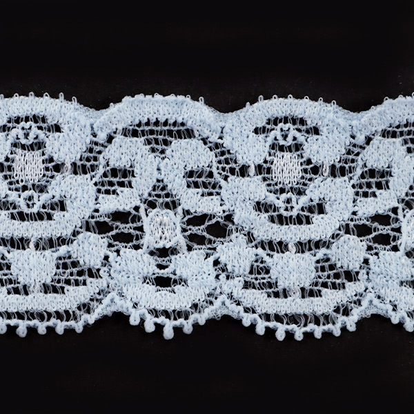 数量5から】 レースリボンテープ 『ストレッチレース 幅約30mm 水色