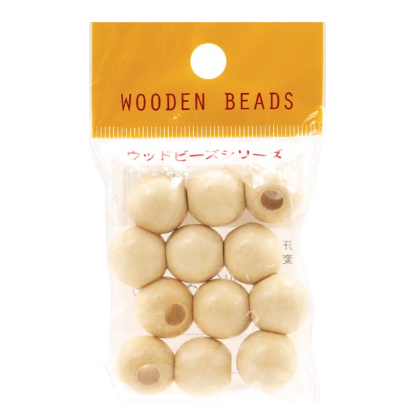 アクセサリー素材 『ウッドビーズ ラウンド 16mm ナチュラル 12個入