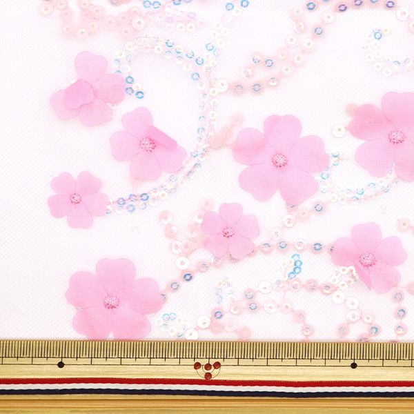 数量5から】 生地 『スパンコールチュール フローラルフラワー