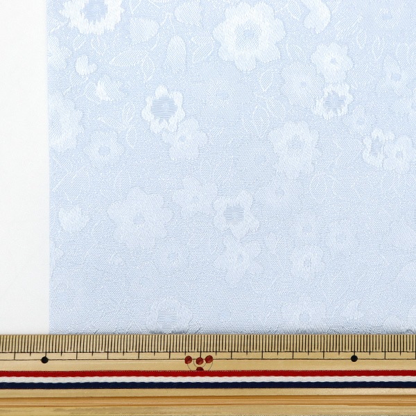 数量5から】 生地 『サテンジャガード 小花 サックス SJ2408BB-03