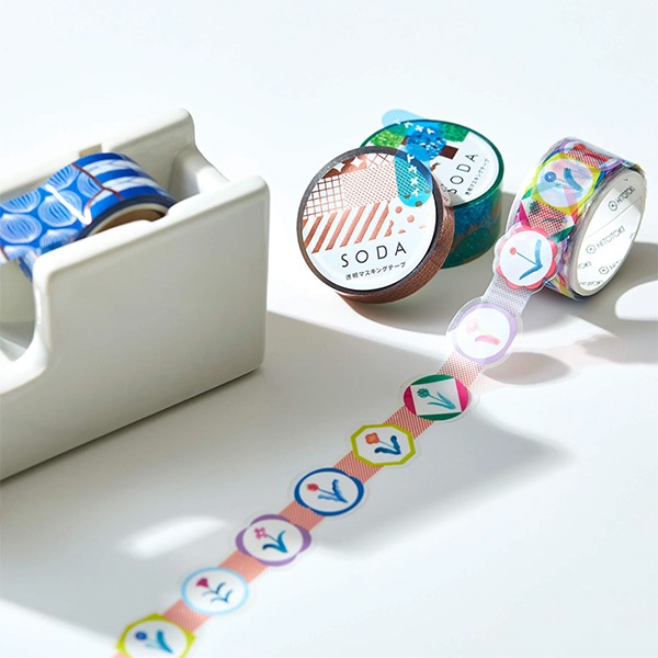 テープ・マスキングテープ SARA 文具 『SODA(ソーダ) 透明マスキングテープ 10mm幅 ミックス3 CMT10