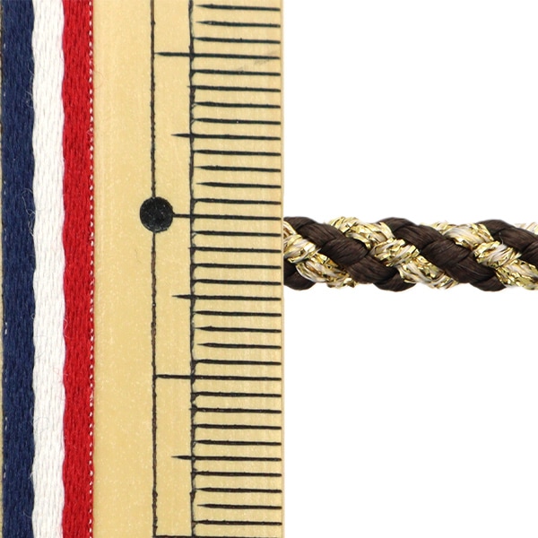 数量5から】 手芸ひも 『ラメ江戸打コード 丸紐 茶×ゴールド 745番色