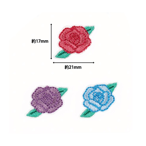 ワッペン 『刺しゅうワッペン バラ 3個入り WP-048』 雑貨,ワッペン