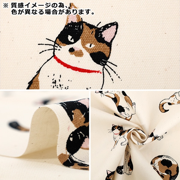 数量5から】 生地 『オックス 三毛猫 ネイビー AP52108-2E』 生地,柄