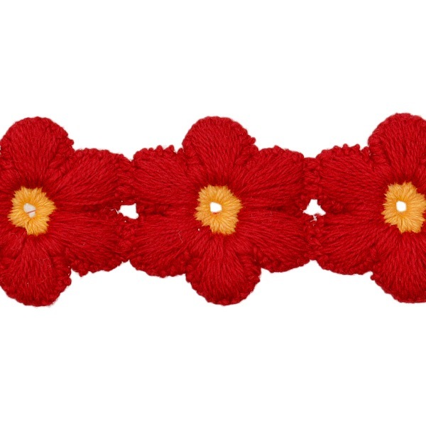 ケミカルレース 『フラワーブレード レッド 約1.5m巻き FB-30』 服飾