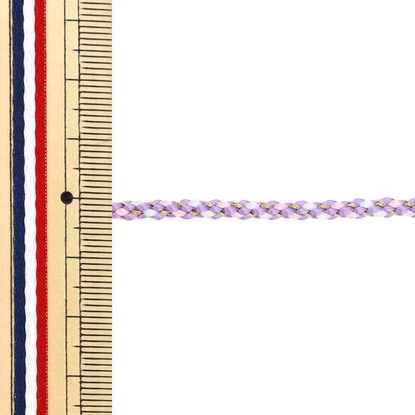 数量5から】 手芸ひも 『金打京組紐 4番色 ふじいろ 幅約3.5mm 45716