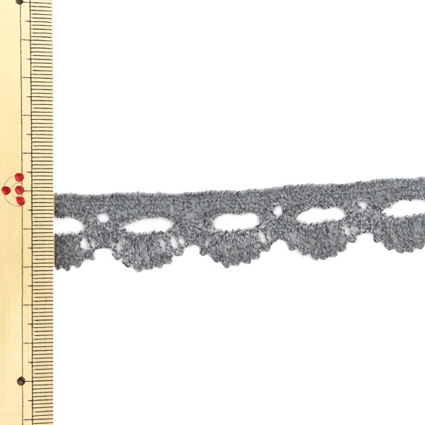 数量5から】 レースリボンテープ 『モヘア風レース 2cm グレー 31270