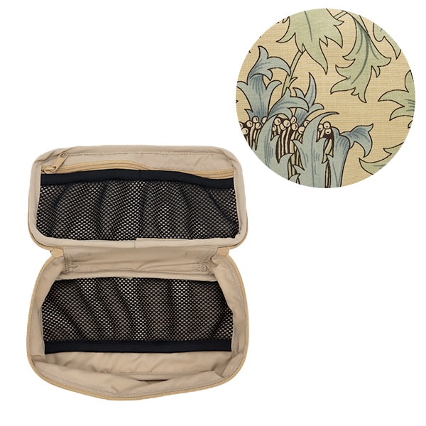 収納ケース 『BEST OF MORRIS柄 ポーチ ハンドル付 ベージュ×ライト
