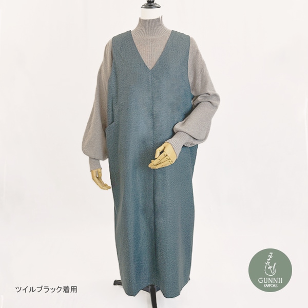 ワンピース 『あったかウールライクAラインワンピース チェックグレー