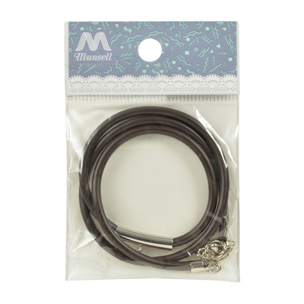 アクセサリー金具 『レザーネックレス カン付き 茶ヒモ シルバー LN3mm
