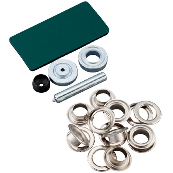 ゆ 90×150 ハトメ4ヶ所 レザー金具 『両面ハトメキット 10mm ニッケル 14組 51300