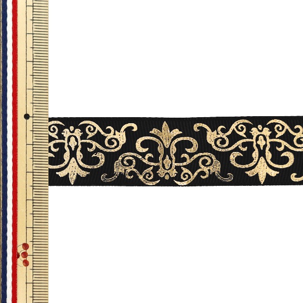 リボン 『箔押しリボン 2025 約幅25mm×長さ3m ブラック YRC2541-25