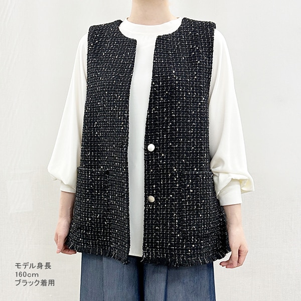 トップス 『ファンシーツイードジレ ブラック SA00043-41-BK』 GUNNII