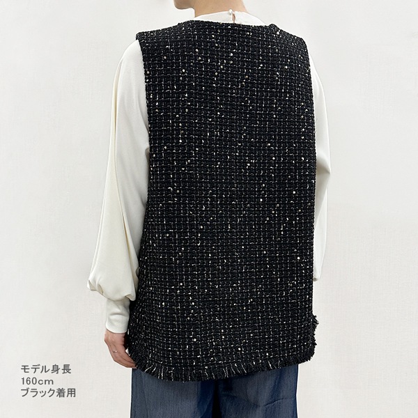 トップス 『ファンシーツイードジレ ブラック SA00043-41-BK』 GUNNII