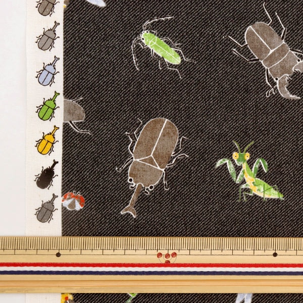 オーダー受付中　昆虫柄 数量5から】 生地 『ブロード 昆虫柄 グレー SP2311-14D』 生地,種類