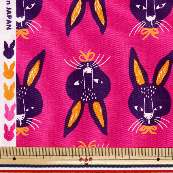 ウサギ 数量5から】 生地 『オックス パキットアニマル ウサギ ピンク AP52901