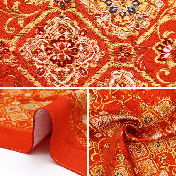 数量5から】 生地 『金襴 洛レイ四丁2号 赤 18-10925』 生地,種類から
