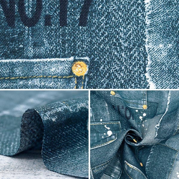 数量5から】 生地 『オックス デニムワールド パッチワーク ブルー