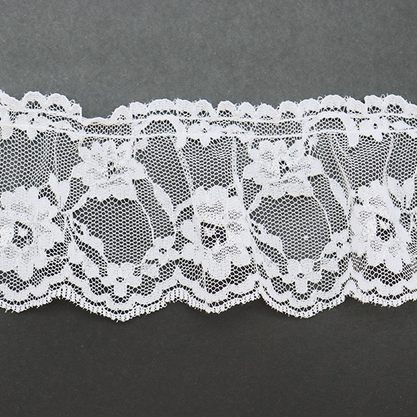 数量5から】 レース 『ラッセルフリル ホワイト×シルバー 51342-WS