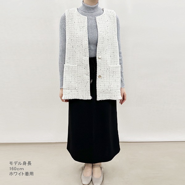 トップス 『ファンシーツイードジレ ホワイト SA00043-41-WH』 GUNNII