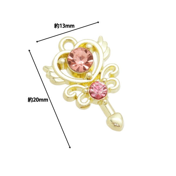 アクセサリー素材 『チャーム ハートロッド ピンク AP24105』 ビーズ