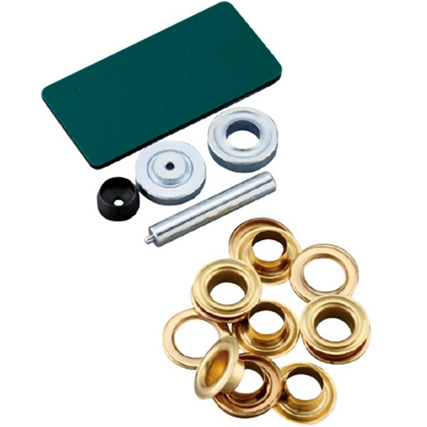 グロメットプライアー　ハトメ１２ｍｍ用 レザー金具 『両面ハトメキット 12mm 真鍮 7組 51302』 工芸,皮革,道具
