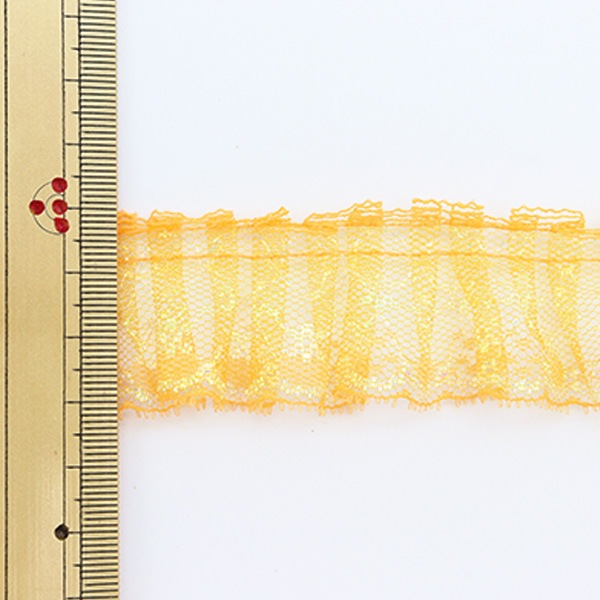 レース 『ラッセルフリル 幅約3.3cm×5m オレンジ C03415-7』 服飾,綿