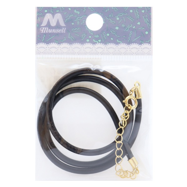 手芸金具 『レザーネックレス 3mm カン無し 黒紐×ゴールド 約45cm