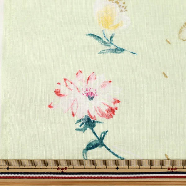 数量5から】 生地 『ナニイロ リネン 薄手 hana no toki niwa B番色