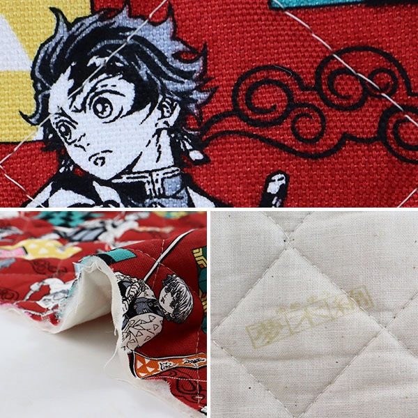 数量10から】 生地 『オックスキルト 鬼滅の刃 AQ7200-1B 赤』 季節
