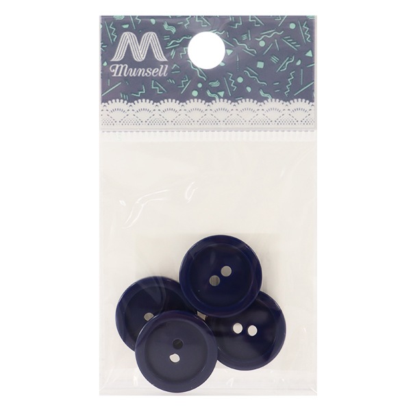 【タポファニクッキー】ネイビーブルークッション（ボタン付き） ボタン 『二つ穴ボタン 18mm 4個入り 紺 PYTD20-18』 服飾,ボタン