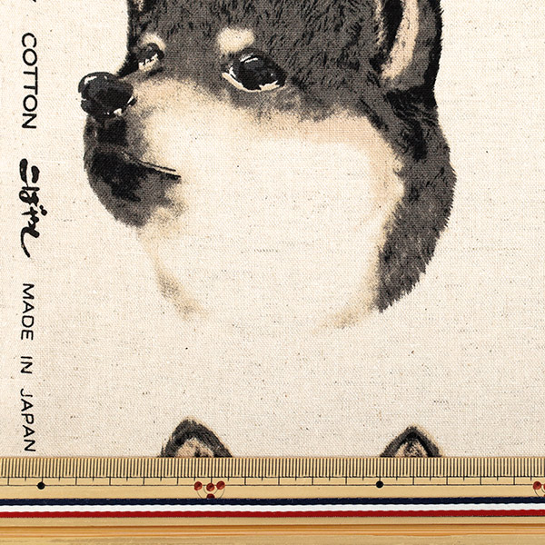 小林 数量5から】 生地 『綿麻キャンバス 柴犬 クロシバ KTS7122-B